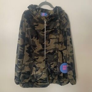 Riot Society 2XL Camo Hoodie NWT Streetwear Gorpcore Fleece Cyber Grunge Skater